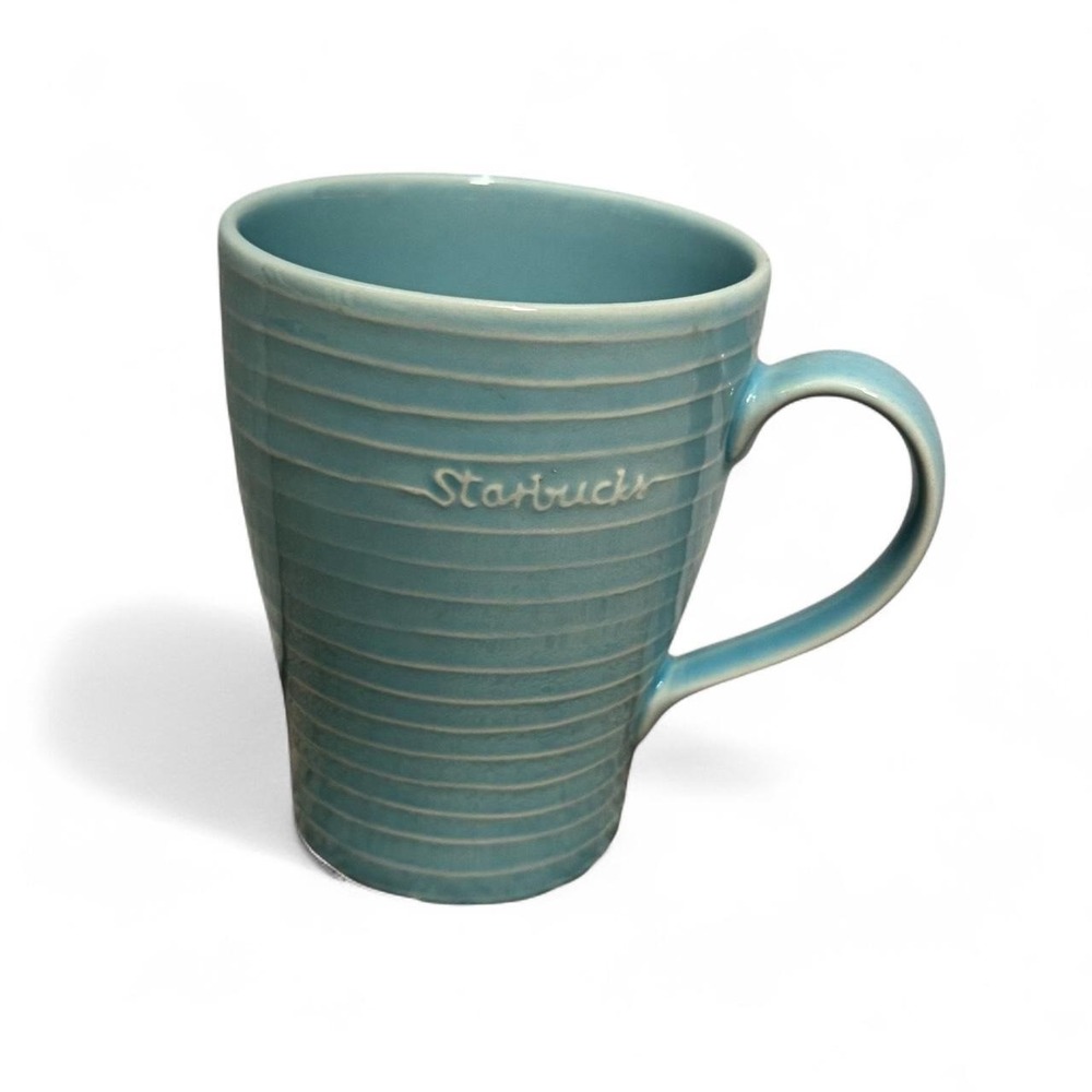 Starbucks Mug 2009 Design House Stockholm Blue Ribbed 12 oz Coffee Collectible